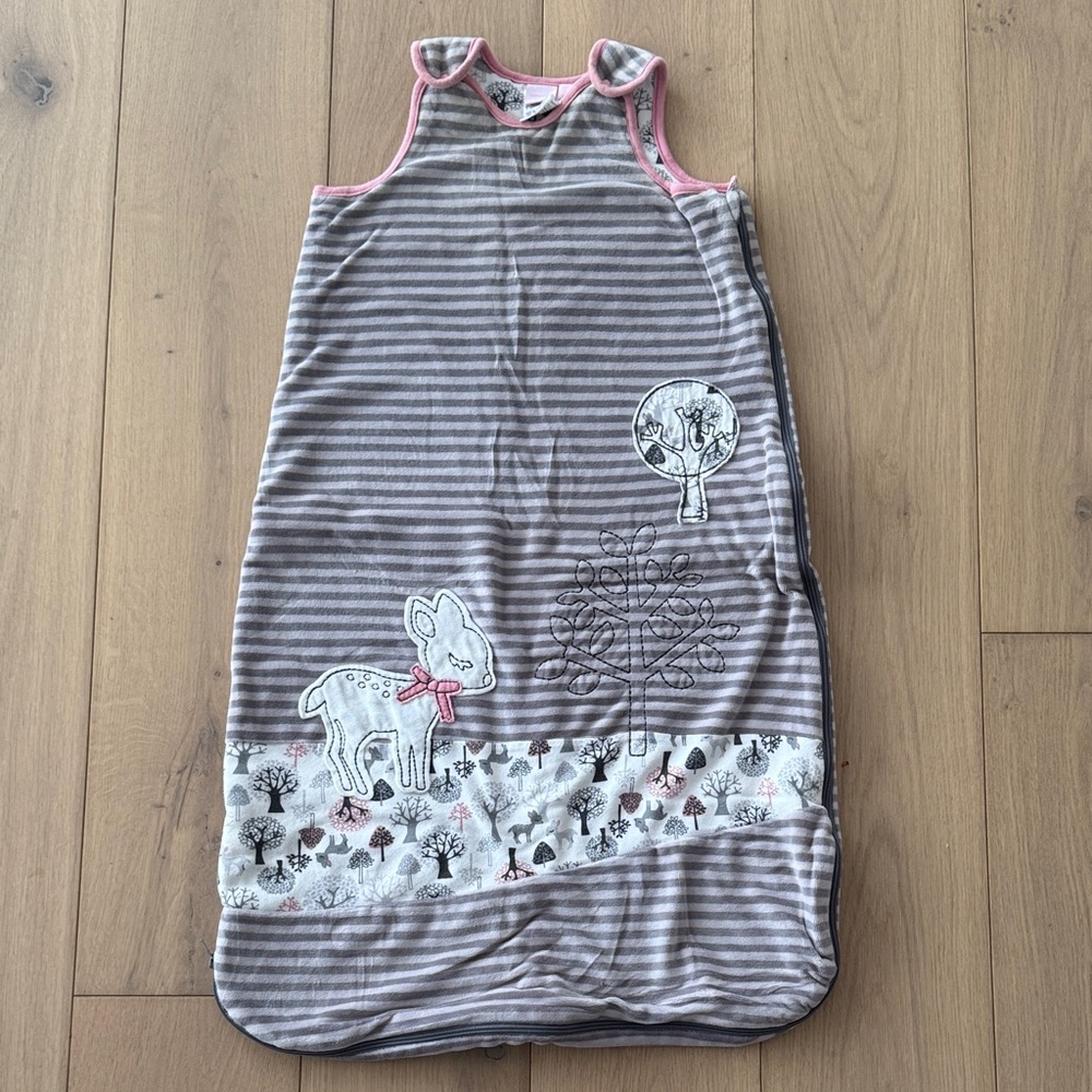 Striped Gray and Pink Deer Toddler Sleep Sack - size 18-36 months